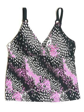 Sweet Escape Black Pink White Patterned Cami Tank Top Size 14 Flowy Stretch
